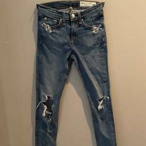 Blue ripped rag and bone jeans!